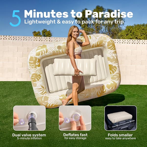 Inflatable Pool Lounger, 180 x 118 cm Extra Large Pool Float for Adults with Pillow, 4-in-1 Sunbathing Pool Float, Sunbed Lounge Platinum