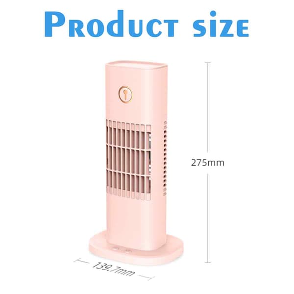 Portable Air Cooler Tower Fan, Bladeless Fan with Mist Function, Rechargeable Misting Fan, USB Spray Function Humidifier Compact Design Efficient pink