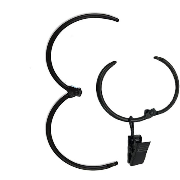 INF Gardinringe med klemmer sort 20-pak