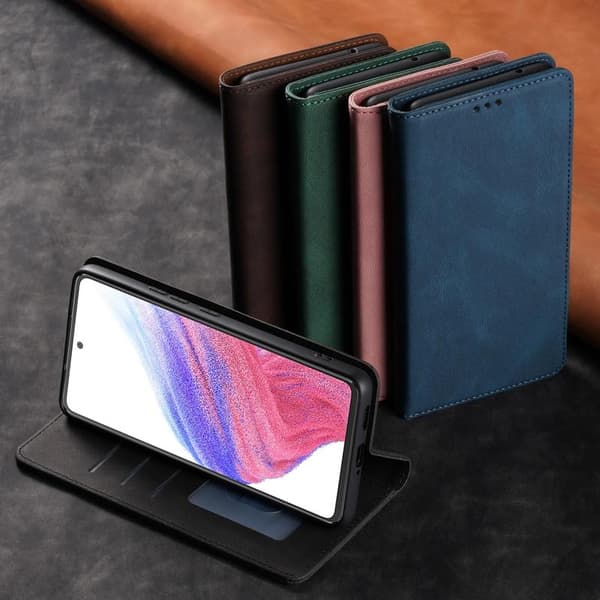 Læderpungcover til Samsung Bogcover Kortholder Funda Beskyttelse sort Til S24 Plus