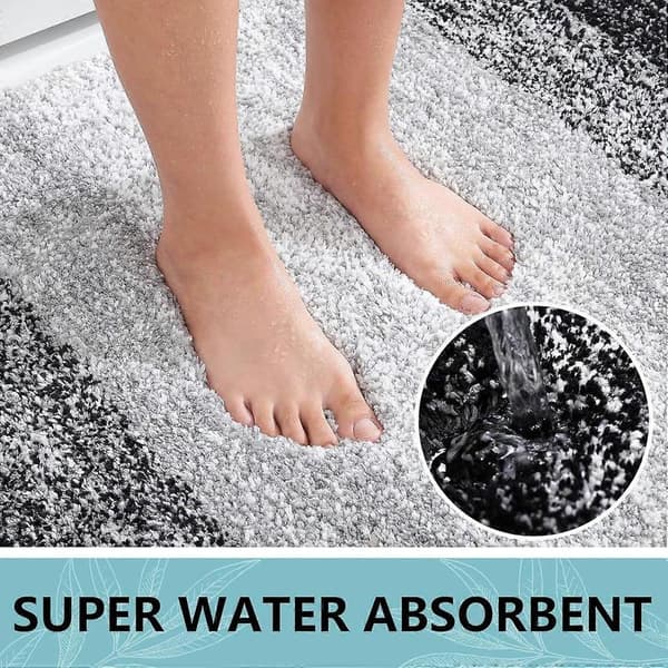 Mikrofiber badeværelsestæpper, langhårede, bløde og absorberende, skridsikre, tykke plysmaskinvaskbare tørre bademåtter til badeværelse, badekar og
