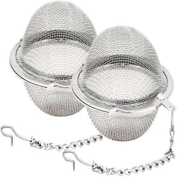 2 stk. teball i rustfritt stålnett 2,1 tommer teinfuser siler tefilter teintervall diffuser for te