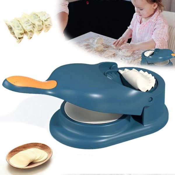 2 i 1 Dumpling Maker Maskin, Dumpling Skin Maker Dumpling Formar, Hem Manuell Dumpling Tillverkningsverktyg (Uppgraderad Blå)