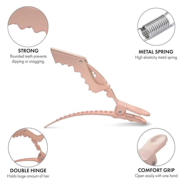 Neutral Alligator Clips för hårstyling, 10-pack professionella alligatorhårklämmor