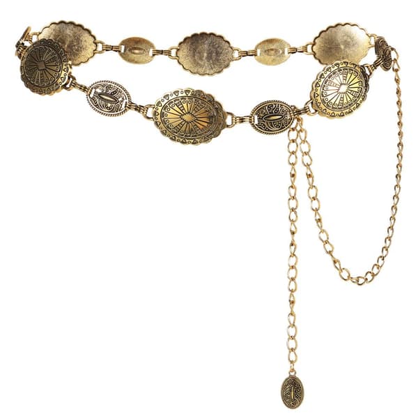 Dam Retro Metall Midjekedjebälte för Klänningar/Jeans/Tröja Silver