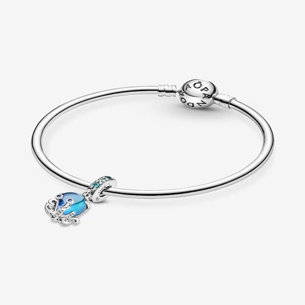 - Murano Glas Söt Bläckfisk Hänge Berlock - Sterlingsilver