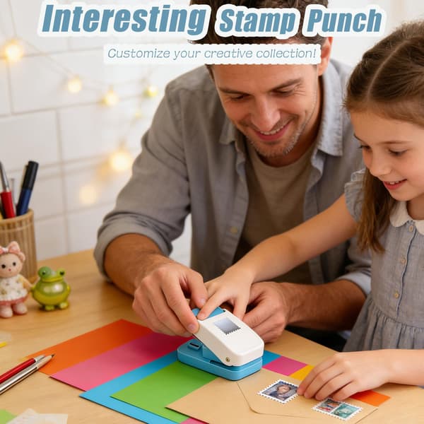 Rectangular Lever Punch, 1x0.8 Inch Stamp Punch for Paper Crafts, Scrapbooking, DIY Card Making, Art