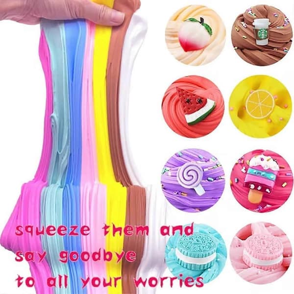 9-delt Fluffy Slim Kit Superblød Bomulds Candy Mud Cloud Putty Stress Relief Sensorisk Legetøj til DIY Ler & Squishy Tekstur Leg