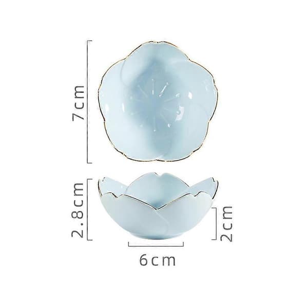 Keramiska dippskålar med blommönster för hemmet, 2-pack, blå design