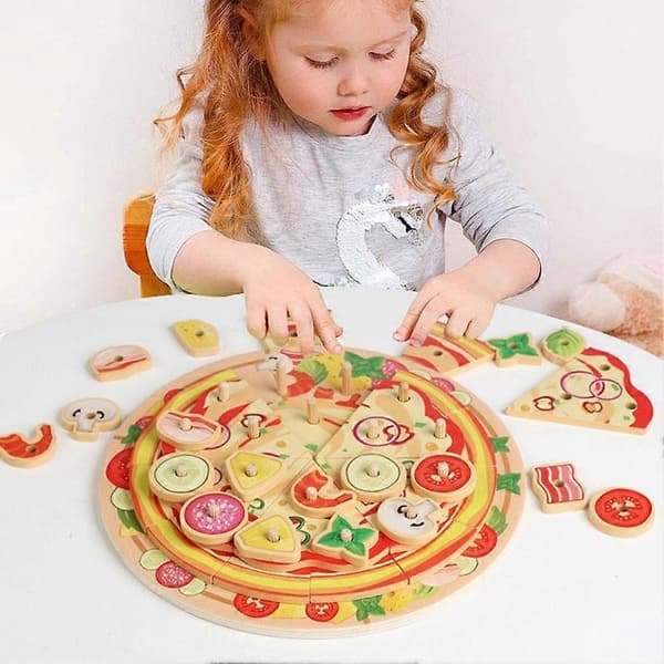 Børns Træ Køkkenlegetøj DIY Simulation Flerlags Pizza Lav Spil