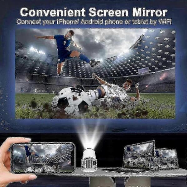 5G 4K Projektor Smart HD LED WiFi Bluetooth HDMI. USB Android Kontor Hjemmekino