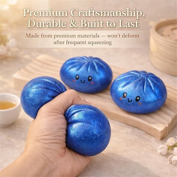 Glitter Dumpling, Glitter Dumpling Squishy with Box, Dumpling Sensory Squeeze Toy for Stress Relief (BT) Green+Red Green+Red