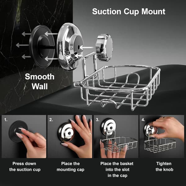 Suction Cup - Stainless Steel Soap Holder, Rustproof Shower Soap Dish for Bathroom, Easy-to-Install Wall-Mounted Soap Shelf 2pcs