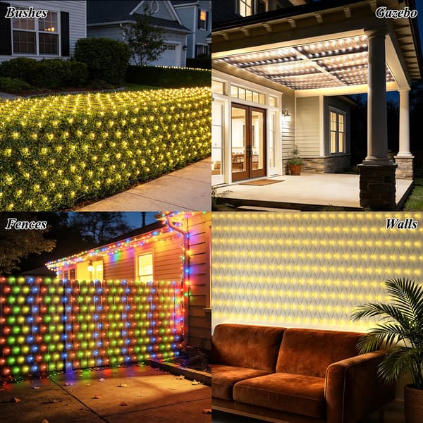 3 x 3 m solcelle netlys med 280 LED'er, USB-drevet, 8 tilstande på klar ledning til buske, terrasse, lysthus, jul, helligdage Multicolor