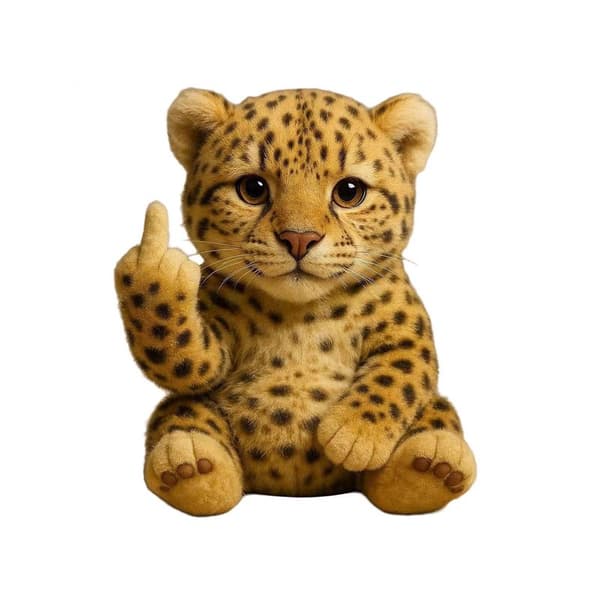 Plysdyr, sød leopard til langfingeren, bryllupsgave til par, til emotionel heling 18CM. 18CM
