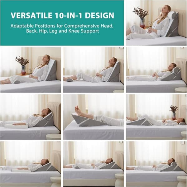 Orthopedic Wedge Pillow 10-in-1 – Adjustable Memory Foam Pillow for Back, Neck, Legs, and Post-Surgery