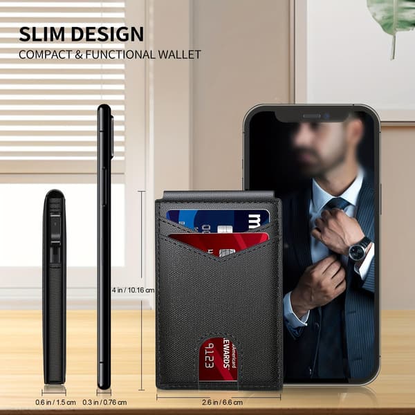 Men's Wallet in Light Brown Carbon Fiber Texture, RFID Blocking Pop-Up Card Holder, Slim Foldable Compact Wallet with Magnetic Closure light brown