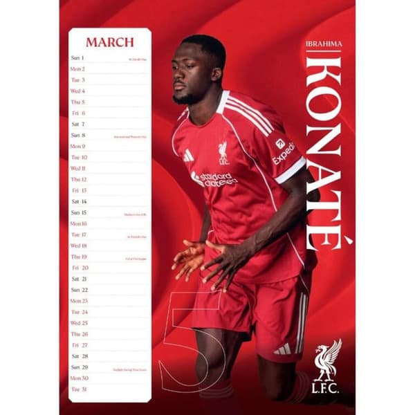 Liverpool FC 2026 A3 Väggkalender One Size Flerfärgad Multicoloured One Size