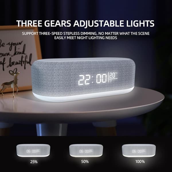 4-in-1 Wireless Charging Station with Digital Clock - 15W Fast Charger, Night Light & Temperature Display (White)