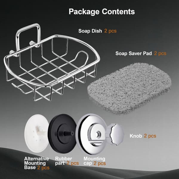 2-pack Suction Cup - Stainless Steel Soap Holder, Rustproof Soap Dish for Shower, Easy to Install Wall Mounted Soap R 1pcs
