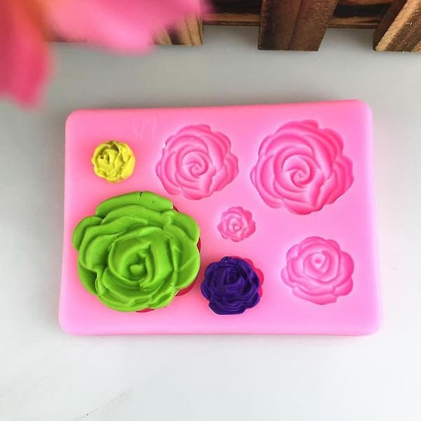 7-hulls roser samling fondant godteri silikonform for dekorasjon