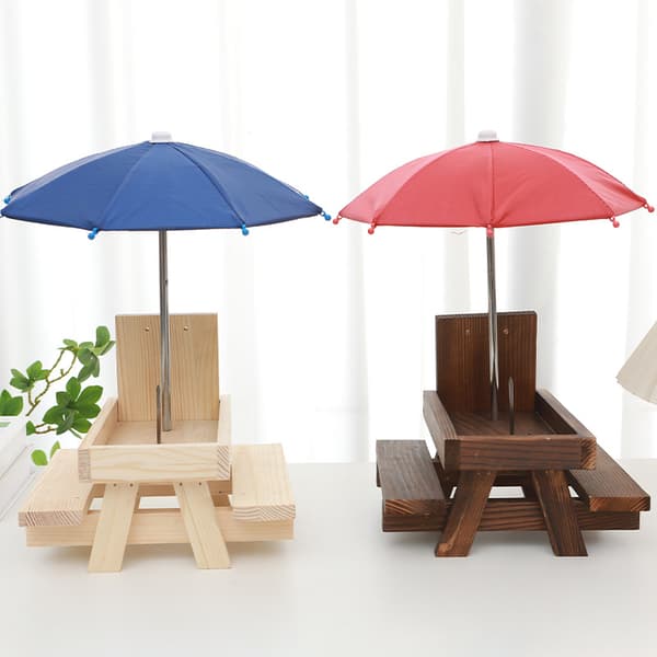 Egernfoderbræt Picnicbord med Parasol og Majskolbeholder, Ny Premiumgave til Egern- og Jordegernfans, Udendørs Havepynt Blue