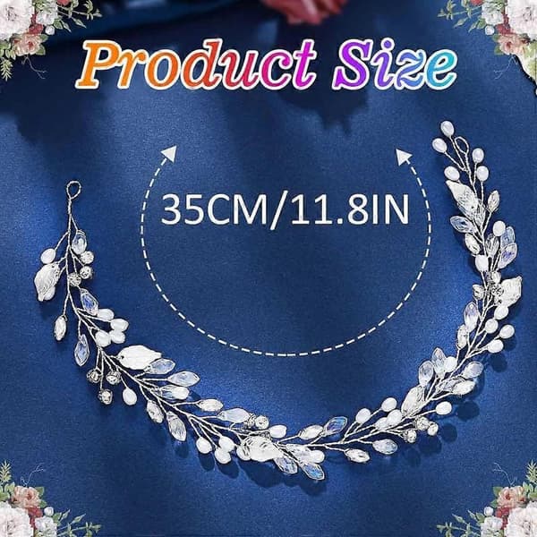 Perle Brudehårbånd Sølv Rhinestone Hårvin Hovedbeklædning Bryllupshår