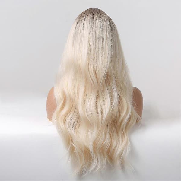 Syntetisk peruk blond lockig vågig peruk långt hårstycke
