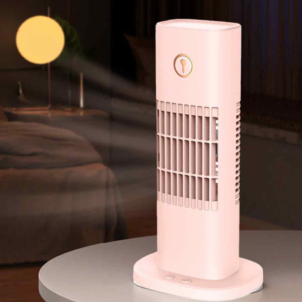 Portable Air Cooler Tower Fan, Bladeless Fan with Mist Function, Rechargeable Misting Fan, USB Spray Function Humidifier Compact Design Efficient pink