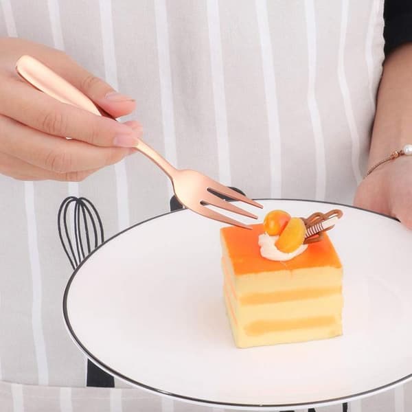 Tekakor Små Dessertgafler Kakgaffel Rustfritt Stål Roségull 8 stk{FY}