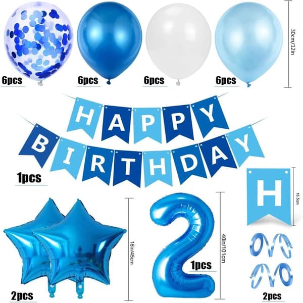 2-årsdag ballong for gutt, blå 2-årsdag dekorasjoner