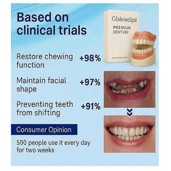 Glidewellpd - Premium Silikonprotes, Smileasego Premium Proteser Hela Munnen