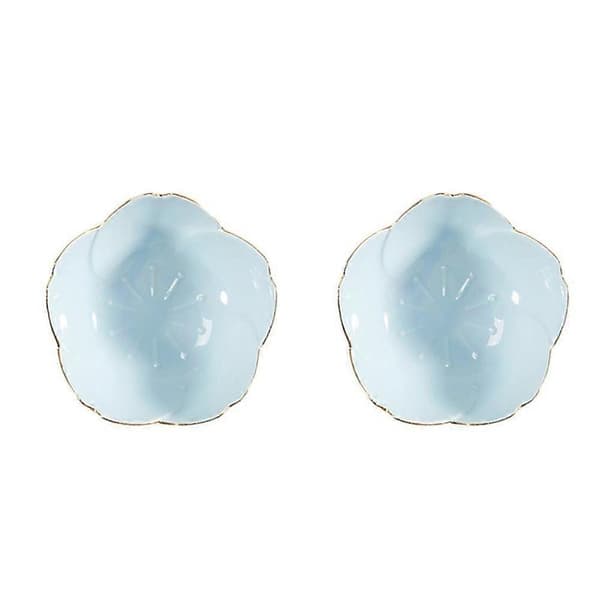 Keramiska dippskålar med blommönster för hemmet, 2-pack, blå design