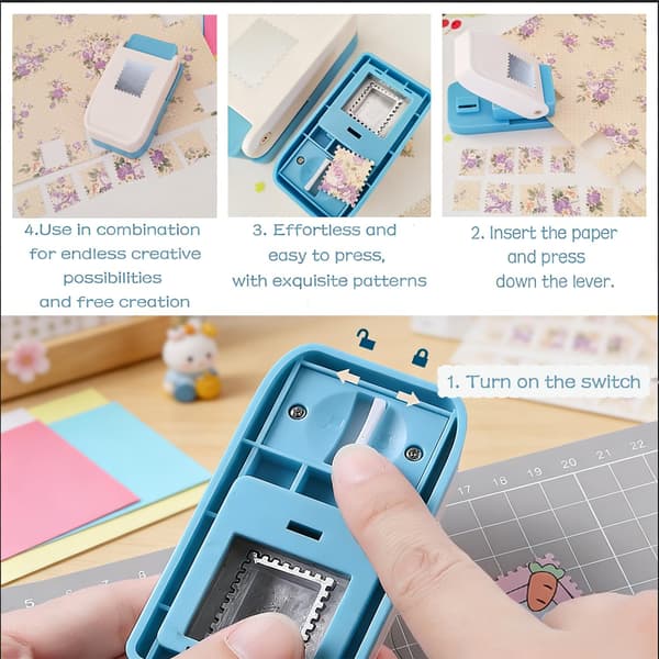 Rectangular Lever Punch, 1x0.8 Inch Stamp Punch for Paper Crafts, Scrapbooking, DIY Card Making, Art
