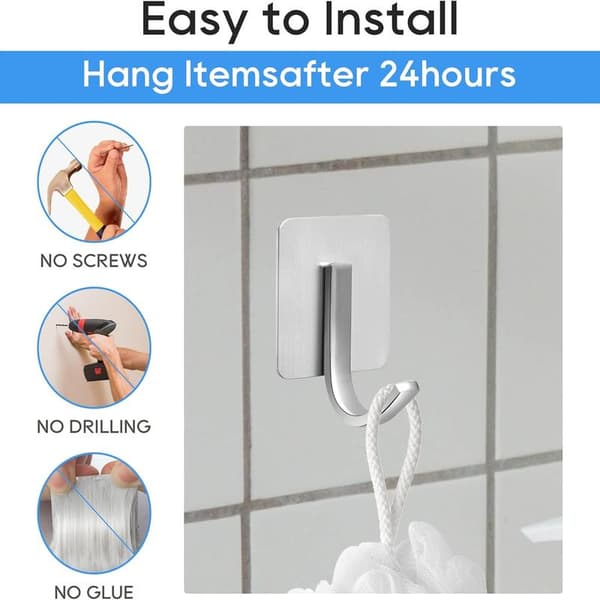 Self-adhesive hooks, stainless steel self-adhesive clothes hooks Hou