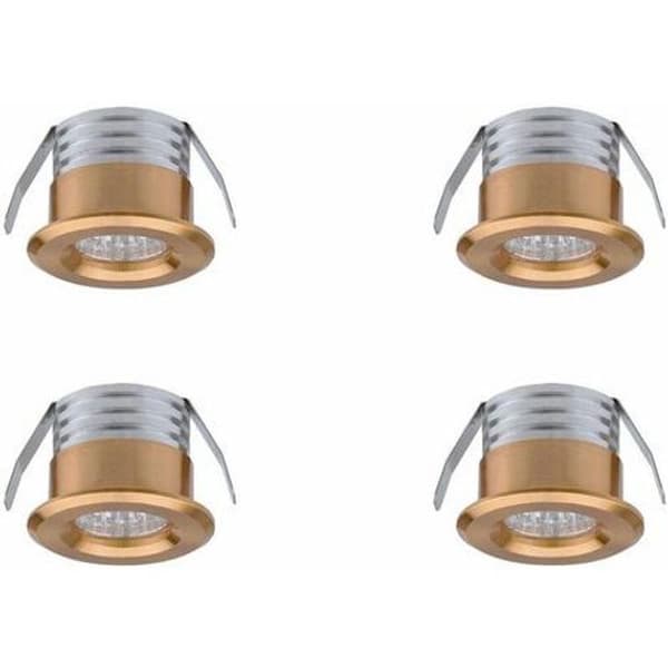 Set med 4 Mini LED infällda spotlights, 3 W, varmvit guld DOPA