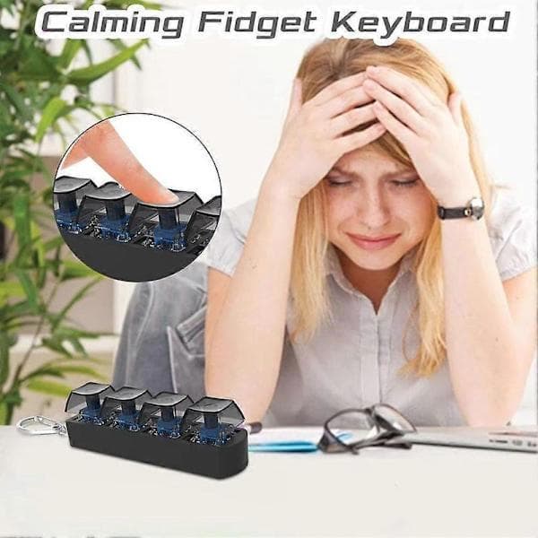 4 Keys Keyboard Keycaps Fidget Toy Stress Relief Mechanical Keycap Finger Button Black