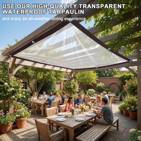 Transparent Waterproof Tarp - Outdoor - 2m * 2m - Rainproof - UV Resistant - Sealed Waterproof Tarp - with Storage Space