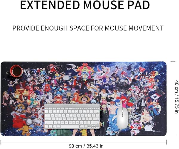 Gaming-musematte, 900 x 400 mm stor musematte, Anime musematte, XXL musematte, Kontorbordsmatte stor størrelse, Personlig design (UK02 x mix)