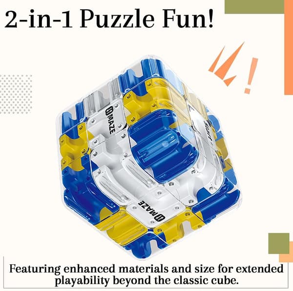3D Labyrinth Cube - Logical Puzzle for Kids & Adults, 3x3 Labyrinth Game for Stress Relief and Logic Development Blue blue