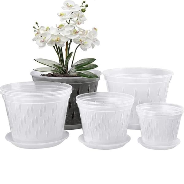 5 stk. 5 tommer plastik orkidé urtepotte transparent orkidé