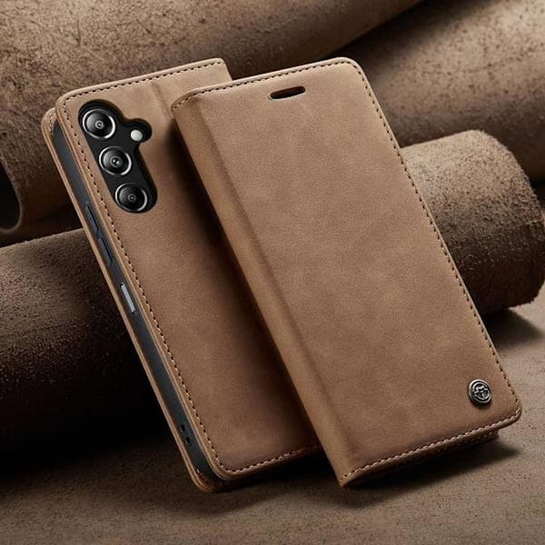 (För Samsung A17) Retro Läder Plånboksfodral med Ställ och Kortfack, Stöttåligt Skydd Kaffe kaffe