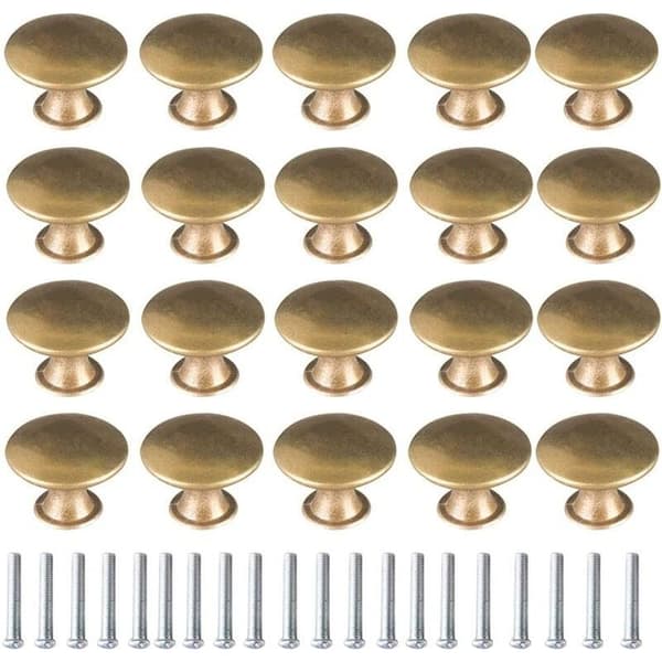 20x Borstad Guld Vintage Messing Dørknapper 30mm Runde Møbel Ha-Xin