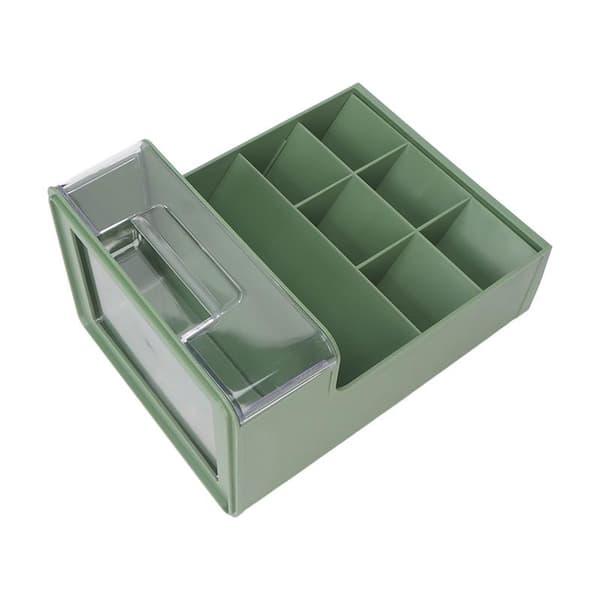 Storage Box Slanted Design Large Capacity Plastic Pen Holder Organizer Desk Storage Shelf Clear Green