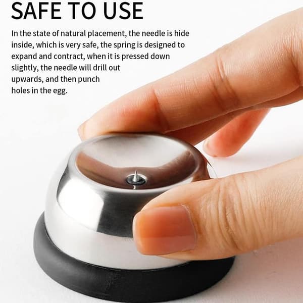 Eggeprikker, eggedeler i rustfritt stål, eggåpner, halvautomatisk eggeprikker hullsseparator for hardkokte egg [BT] Black