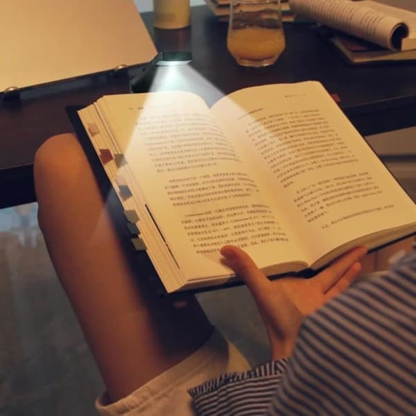 Portable USB Rechargeable LED Book Light with Clip for Bed Reading, Adjustable Brightness, Dimmable Bookmark Lamp Black black