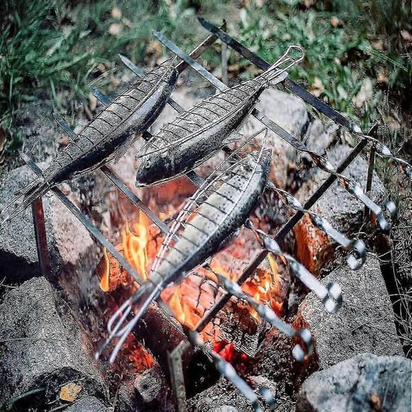Kromattu Bbq-kalaverkko puisella kahvalla (1kpl)