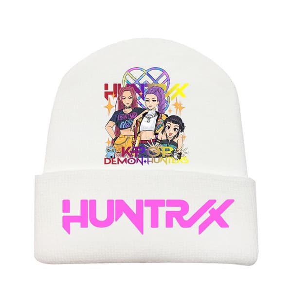 KPOP DEMON HUNTER Omgivande Stickad Mössa Krullad Ullmössa Tryckt Beanie Utomhus Kall Mössa Vuxen Grå-4 Gray-4 One size