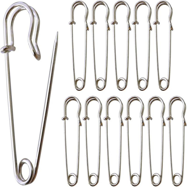 Stora säkerhetsnålar, 12 st, 63 mm Extra stora