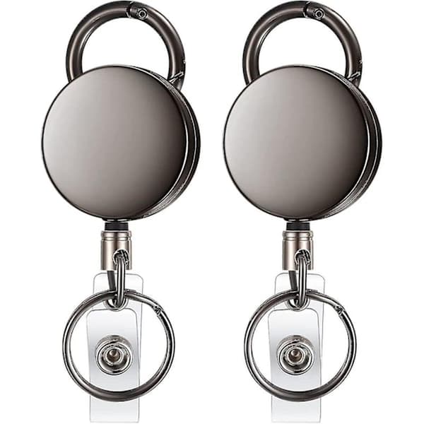2 st Nyckelring Rulle Infällbar Lanyard Med Ståltråd Infällbart ID-kort
